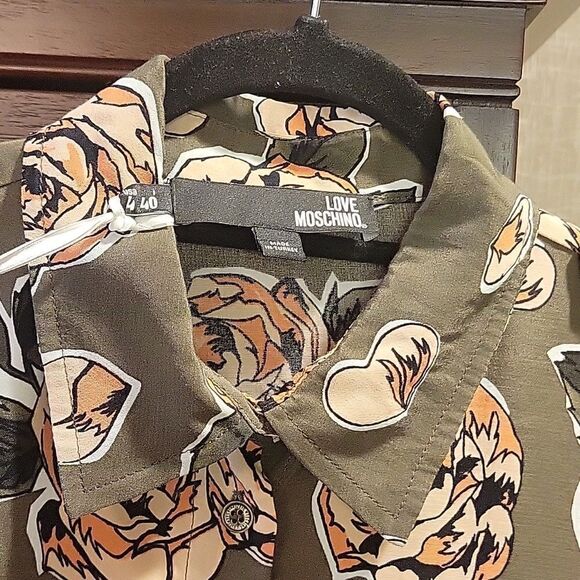 Love Moschino Floral Rose Long Sleeve Button Down Shirt - Picture 2 of 12